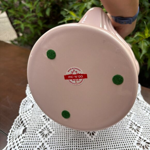 Vintage Pastel Pink Ceramic Leaf Vase Large Sculptural Retro Pottery Home Decor - Picture 6 of 14